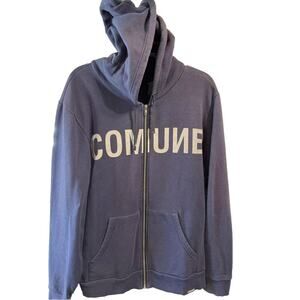 Comune Men’s L Navy Blue Full Zip Hooded Jacket Cotton Polyester Blend Skater